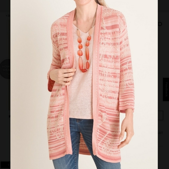 Chico's Sweaters - 🆕 CHICO'S Embroidered Striped Jacquard Cardigan